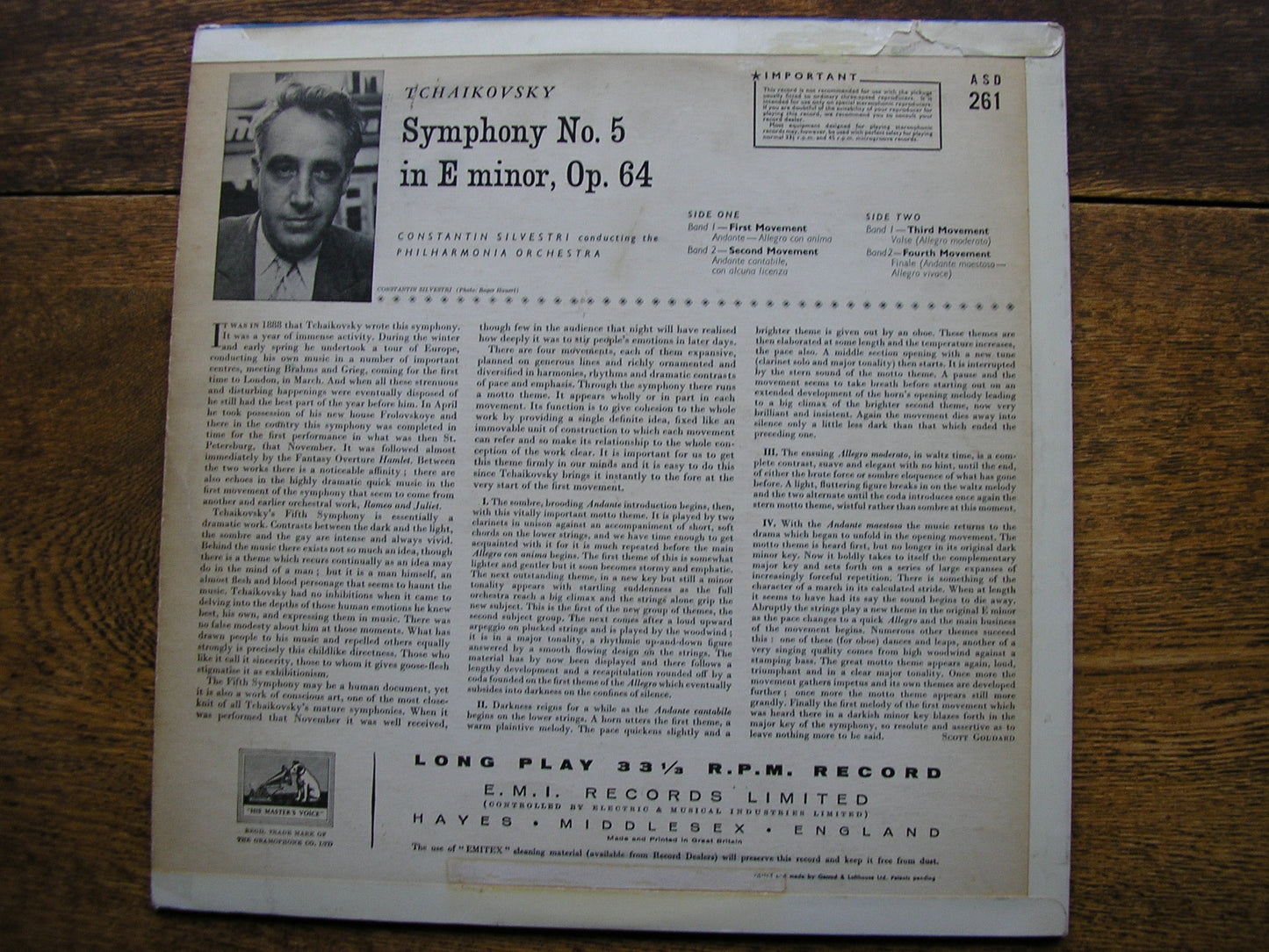 TCHAIKOVSKY: SYMPHONY No. 5   SILVESTRI / PHILHARMONIA    ASD 261