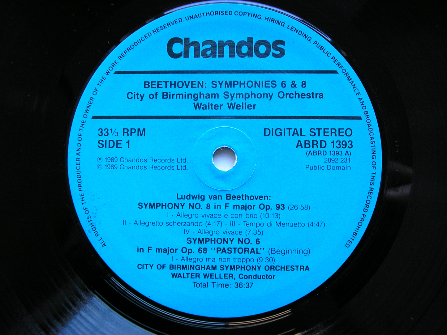 BEETHOVEN: THE NINE SYMPHONIES    WELLER / CITY OF BIRMINGHAM SYMPHONY  ABRD 1389 - 1393