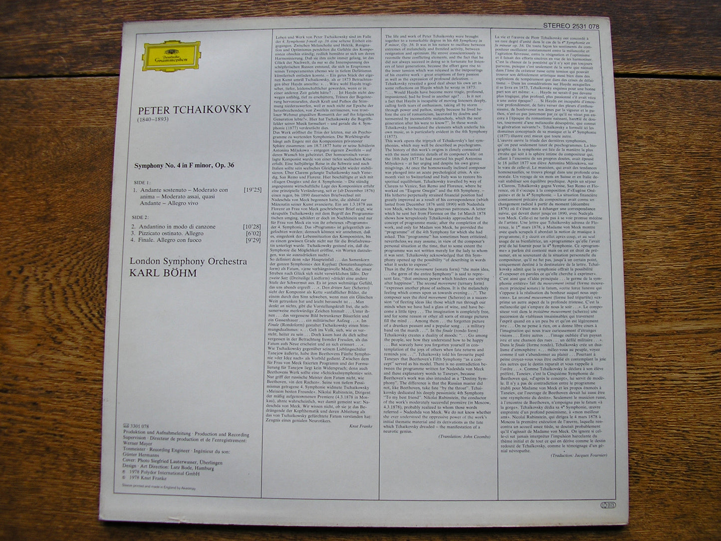 TCHAIKOVSKY: SYMPHONY No. 4   BOHM / LONDON SYMPHONY   2531 078