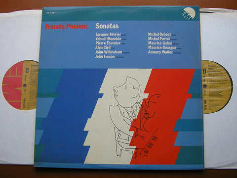 POULENC: EIGHT SONATAS / ELEGIE     FOURNIER / CIVIL / DEBOST / MENUHIN / WILBRAHAM / FEVRIER / WALLEZ   2 LP  EMSP 553