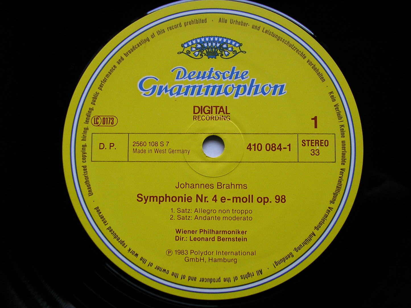 BRAHMS: THE FOUR SYMPHONIES / TWO OVERTURES / HAYDN VARIATIONS    BERNSTEIN / VIENNA PHILHARMONIC   410 081 - 084