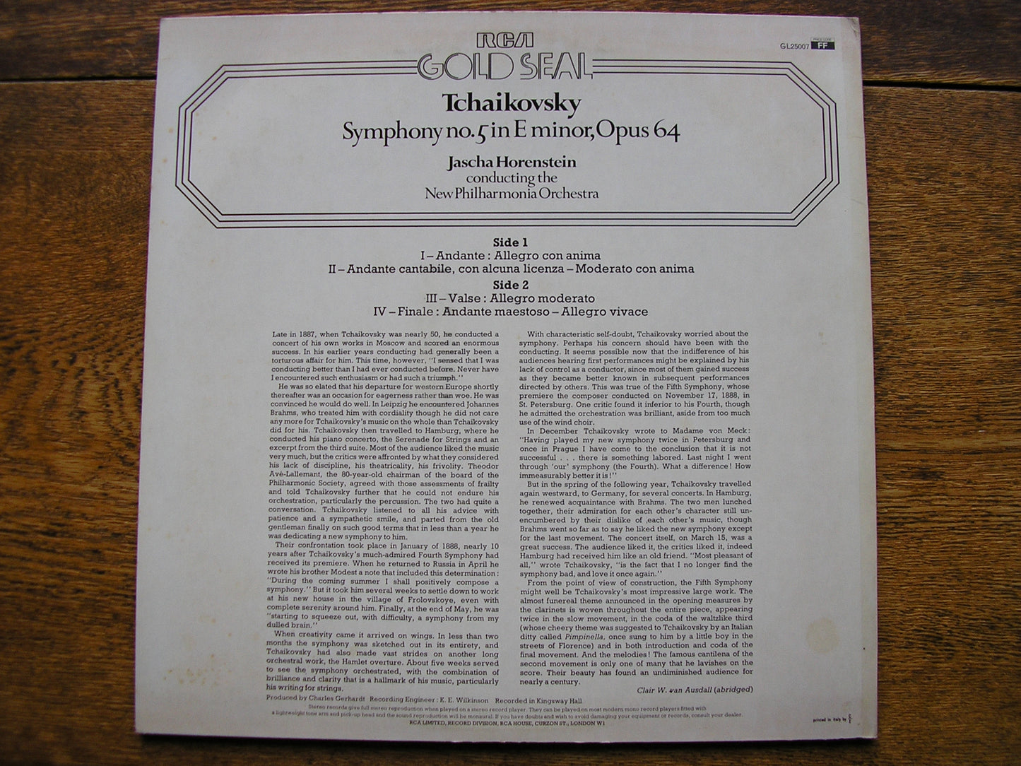 TCHAIKOVSKY: SYMPHONY No. 5   HORENSTEIN / NEW PHILHARMONIA  GL25007