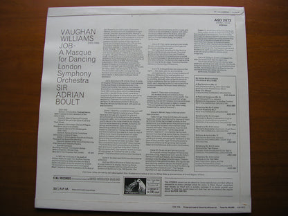VAUGHAN WILLIAMS: JOB - A Masque for Dancing      BOULT / LONDON SYMPHONY   ASD 2573