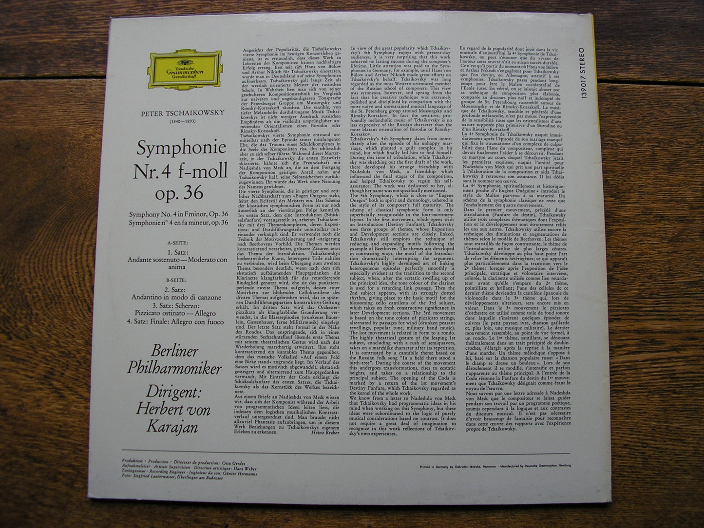 TCHAIKOVSKY: SYMPHONY No. 4   KARAJAN / BERLIN PHILHARMONIC / 139 017