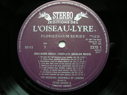 DUFAY: COMPLETE SECULAR MUSIC   THE MEDIEVAL ENSEMBLE OF LONDON   D237D6
