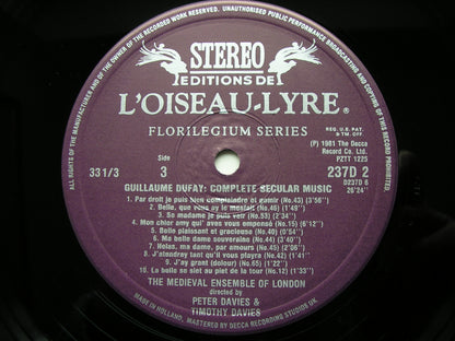 DUFAY: COMPLETE SECULAR MUSIC   THE MEDIEVAL ENSEMBLE OF LONDON   D237D6