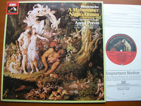 MENDELSSOHN: A MIDSUMMER NIGHT'S DREAM   SOLOISTS / LONDON SYMPHONY ORCHESTRA / PREVIN   ASD 3377