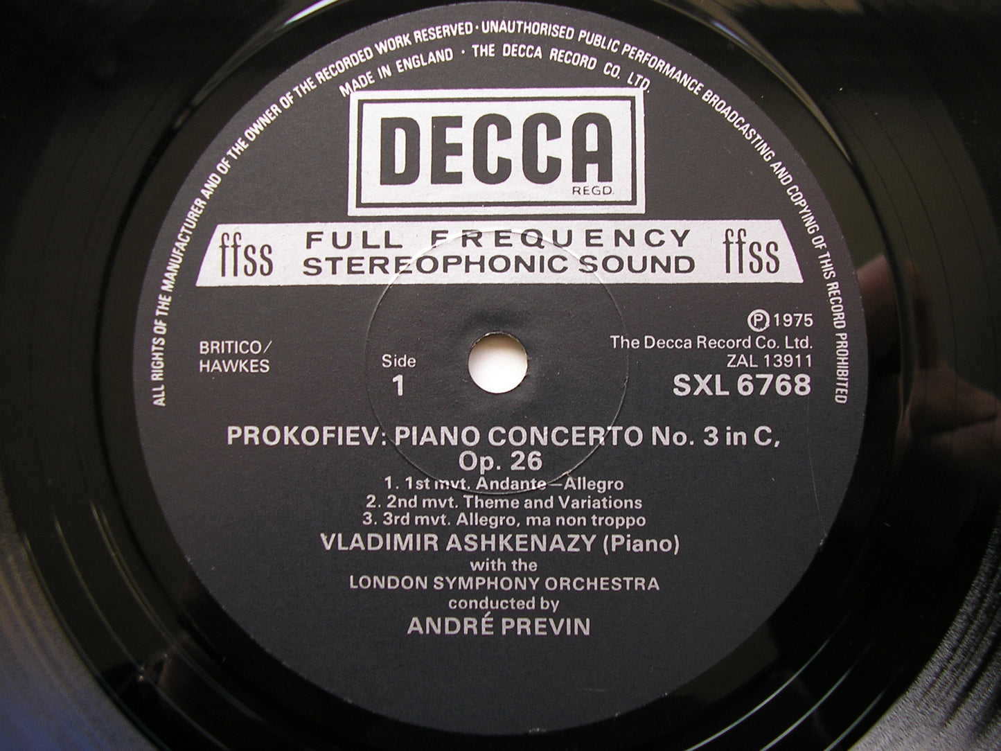 PROKOFIEV: PIANO CONCERTO No. 3 / CLASSICAL SYMPHONY  ASHKENAZY / LONDON SYMPHONY / PREVIN   SXL 6768