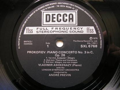 PROKOFIEV: PIANO CONCERTO No. 3 / CLASSICAL SYMPHONY  ASHKENAZY / LONDON SYMPHONY / PREVIN   SXL 6768