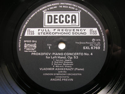 PROKOFIEV: PIANO CONCERTOS Nos. 4 & 5   ASHKENAZY / LONDON SYMPHONY / PREVIN   SXL 6769
