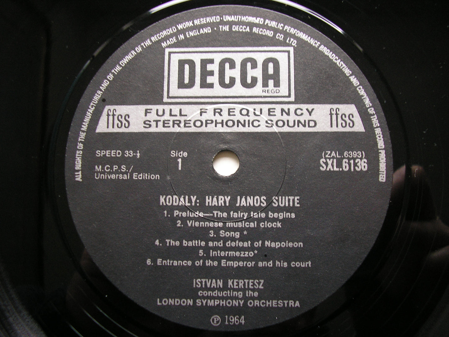 KODALY: HARY JANOS Suite / DANCES OF GALANTA    KERTESZ / LONDON SYMPHONY  SXL 6136