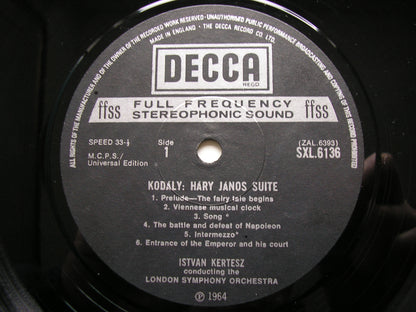 KODALY: HARY JANOS Suite / DANCES OF GALANTA    KERTESZ / LONDON SYMPHONY  SXL 6136
