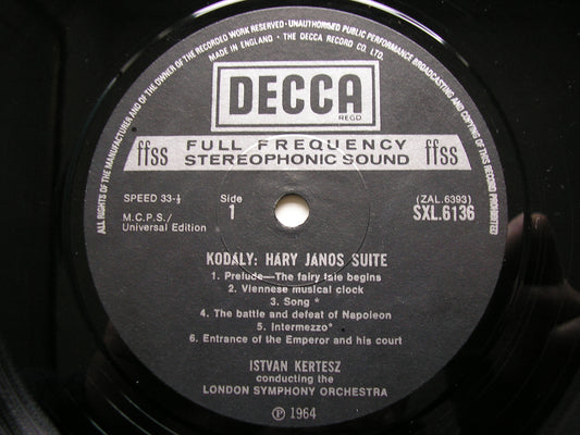 KODALY: HARY JANOS Suite / DANCES OF GALANTA    KERTESZ / LONDON SYMPHONY  SXL 6136