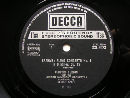 BRAHMS: PIANO CONCERTO No. 1   CURZON / LONDON SYMPHONY / SZELL   SXL 6023