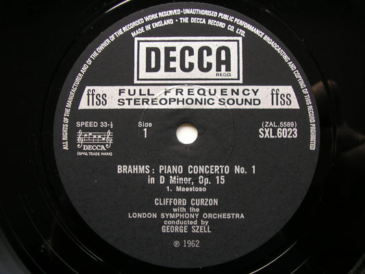 BRAHMS: PIANO CONCERTO No. 1   CURZON / LONDON SYMPHONY / SZELL   SXL 6023