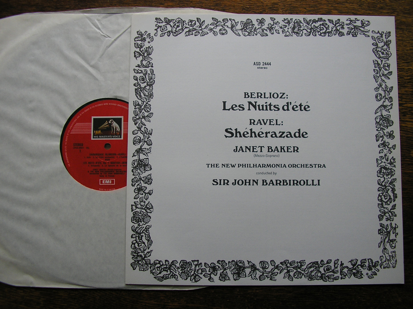 BERLIOZ: LES NUITS D'ETE / RAVEL: SHEHERAZADE   BAKER / NEW PHILHARMONIA / BARBIROLLI  ASD 2444