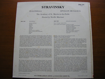 STRAVINSKY: PULCINELLA / APOLLON MUSAGETE    MARRINER / ASMIF ZRG 575