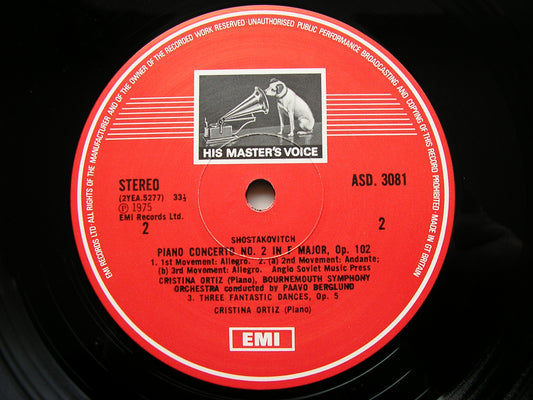 SHOSTAKOVITCH: PIANO CONCERTOS Nos. 1 & 2    ORTIZ / BOURNEMOUTH SYMPHONY / BERGLUND   ASD 3081