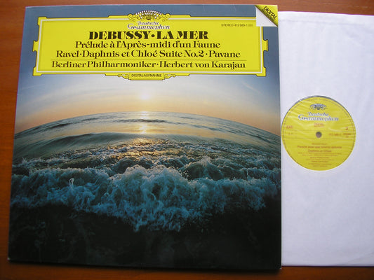 DEBUSSY: LA MER / PRELUDE / RAVEL: PAVANE / DAPHNIS & CHLOE Suite No. 2    KARAJAN / BERLIN PHILHARMONIC   413 589