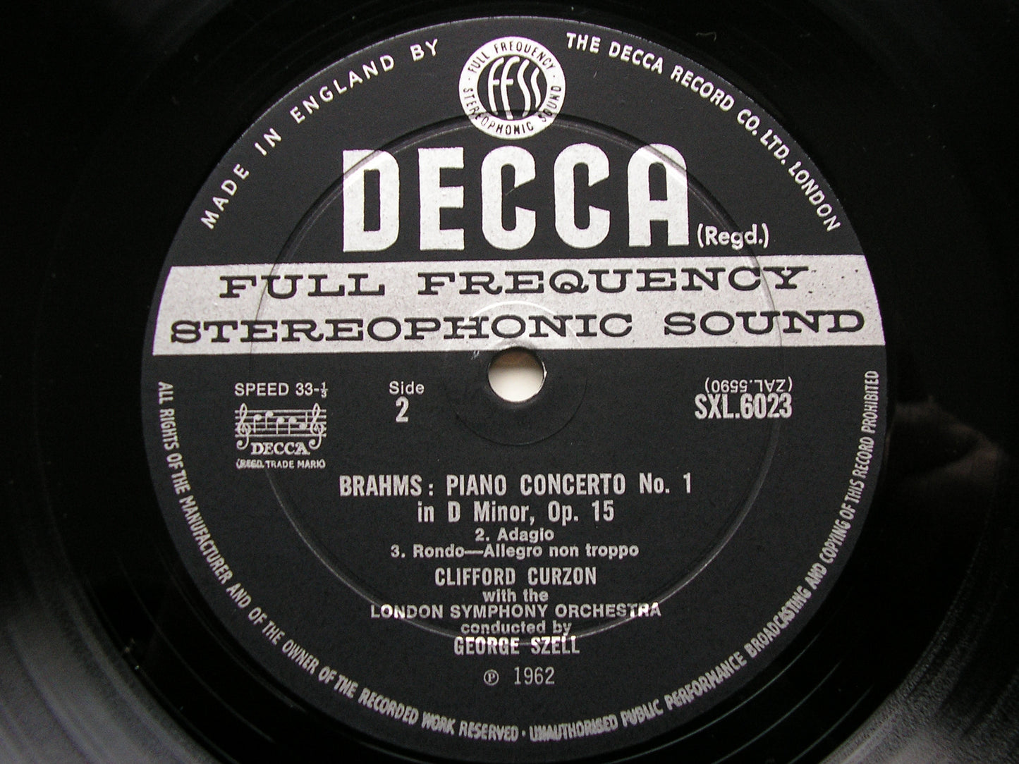 SXL 6023  BRAHMS: PIANO CONCERTO No. 1   CURZON / LONDON SYMPHONY / SZELL      ED2