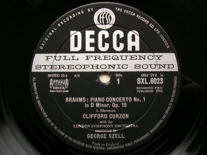 BRAHMS: PIANO CONCERTO No. 1   CURZON / LONDON SYMPHONY / SZELL   SXL 6023