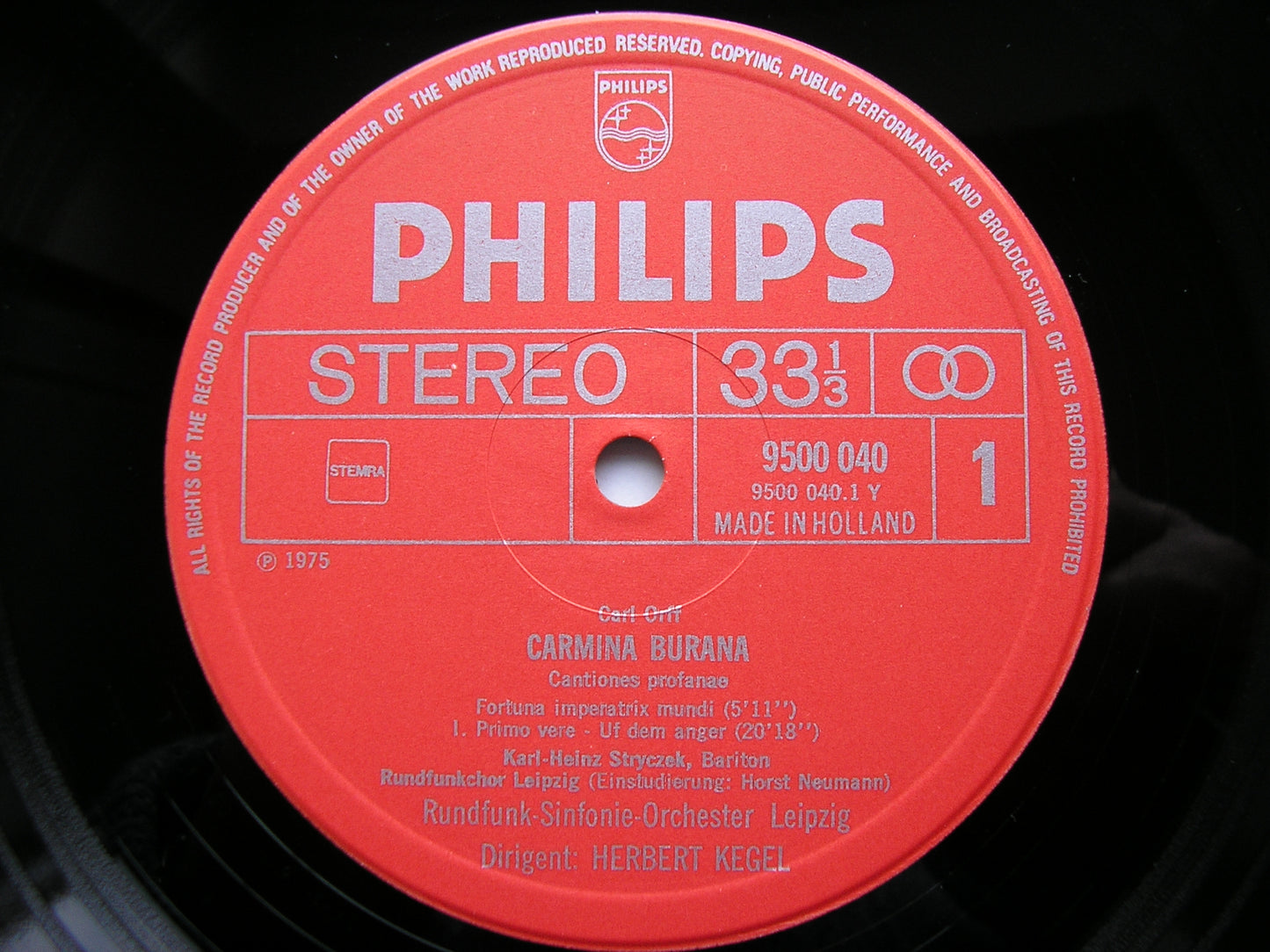 ORFF: CARMINA BURANA  SOLOISTS / LEIPZIG RADIO SYMPHONY / KEGEL  9500 040