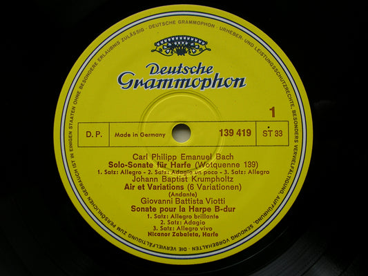 MUSIC FOR HARP: BACH / KRUMPHOLTZ / VIOTTI / SALZEDO / CAPLET / PROKOFIEV   NICANOR ZABALETA   139 419