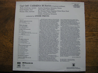 ORFF: CARMINA BURANA SOLOISTS / LONDON SYMPHONY / PREVIN  ASD 3117