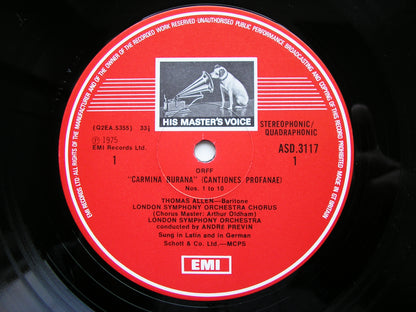 ORFF: CARMINA BURANA SOLOISTS / LONDON SYMPHONY / PREVIN  ASD 3117