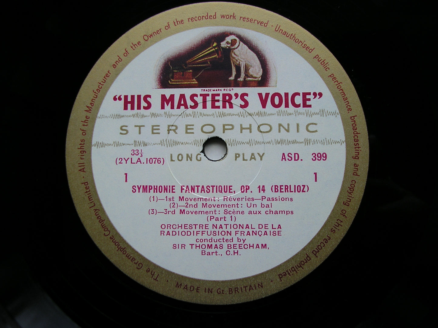 BERLIOZ: SYMPHONIE FANTASTIQUE  BEECHAM / FRENCH NATIONAL RADIO ORCHESTRA  ASD 399