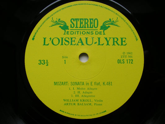 MOZART: VIOLIN SONATAS K304 / K379 / K481    WILLIAM KROLL / ARTHUR BALSAM*     OLS 172