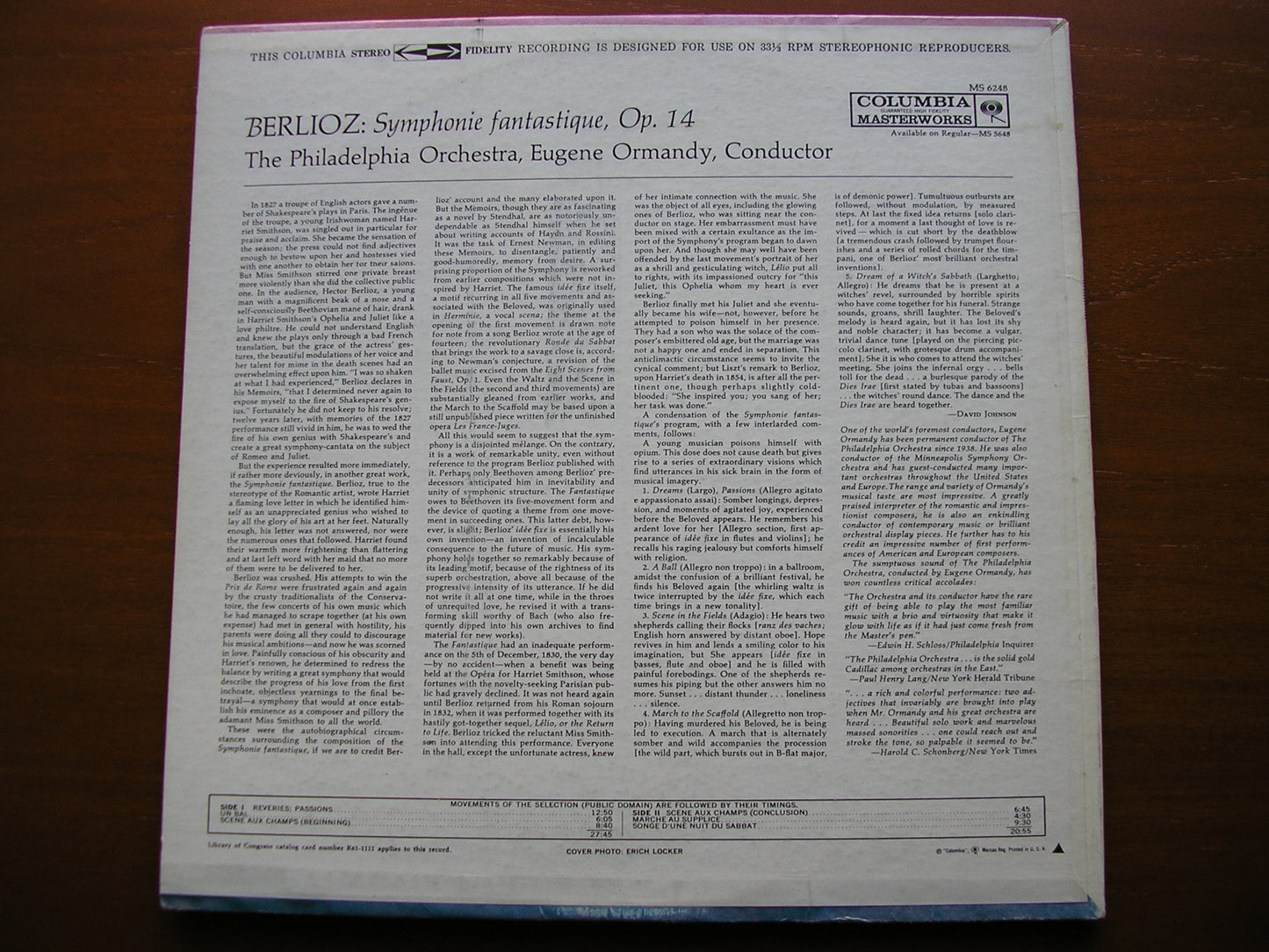 BERLIOZ: SYMPHONIE FANTASTIQUE  ORMANDY / PHILADELPHIA ORCHESTRA / MS 6248