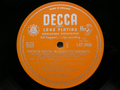 OPERATIC RECITAL: VERDI / BIZET / ROSSINI / MASSENET / BELLINI / THOMAS   GIULIETTA SIMIONATO   LXT 5458