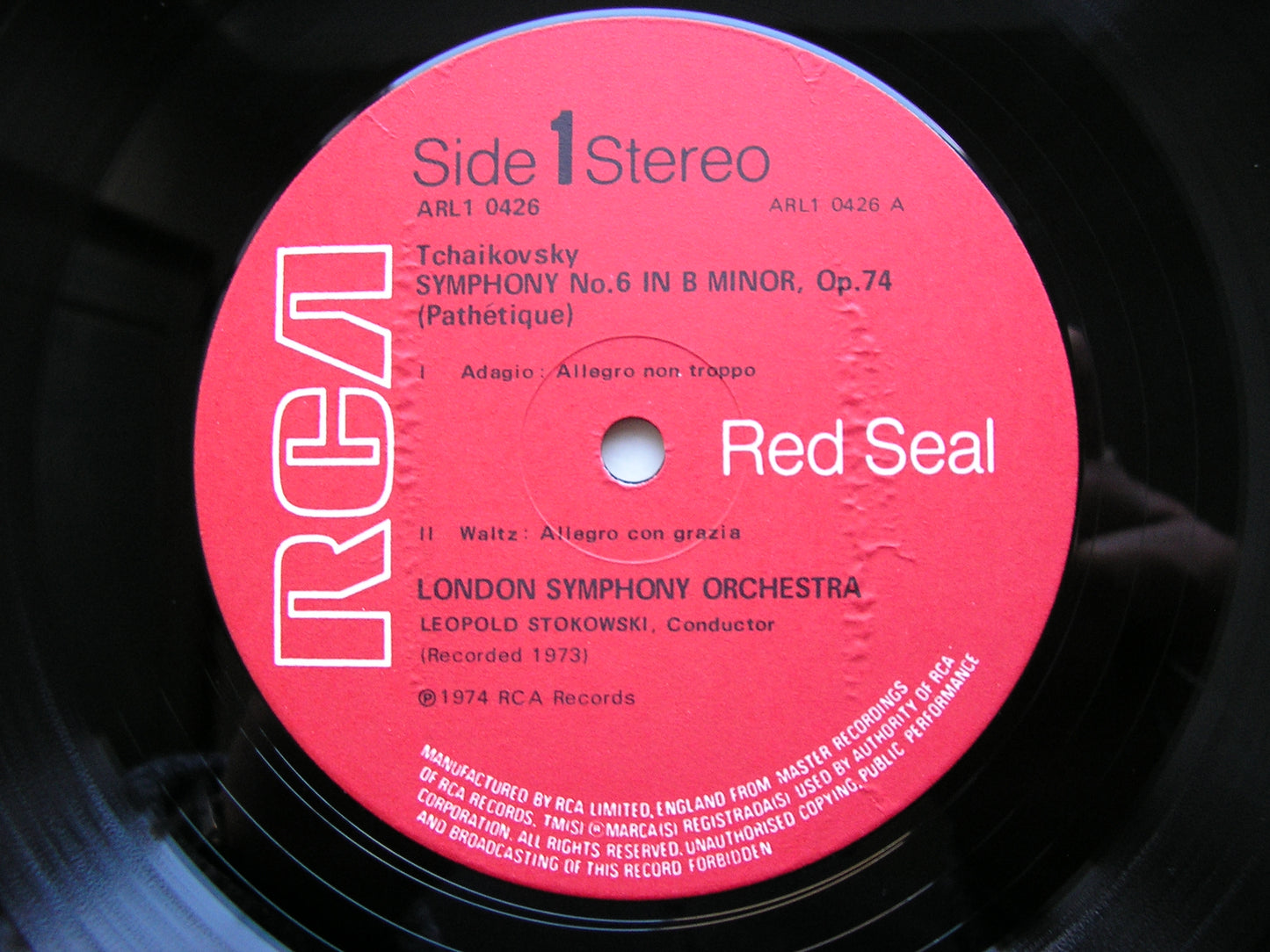 TCHAIKOVSKY: SYMPHONY No. 6 'Pathetique'   STOKOWSKI / LONDON SYMPHONY   ARL1-0426