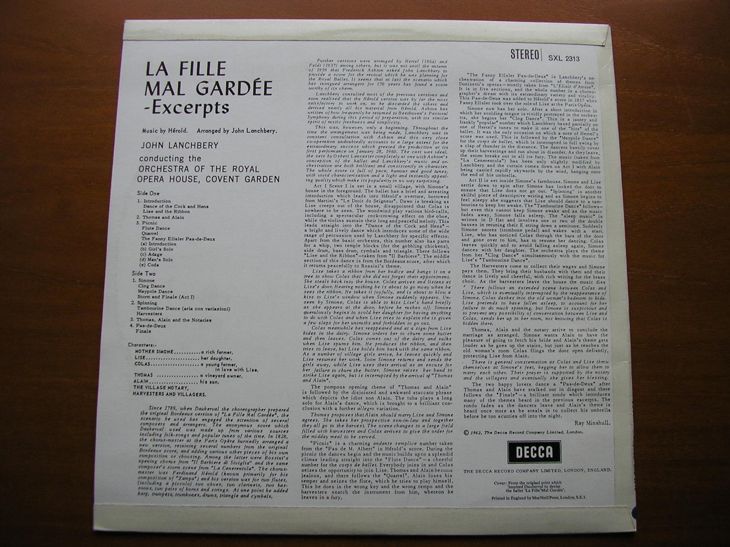 HEROLD: LA FILLE MAL GARDEE     LANCHBERY / OROHCG     SXL 2313