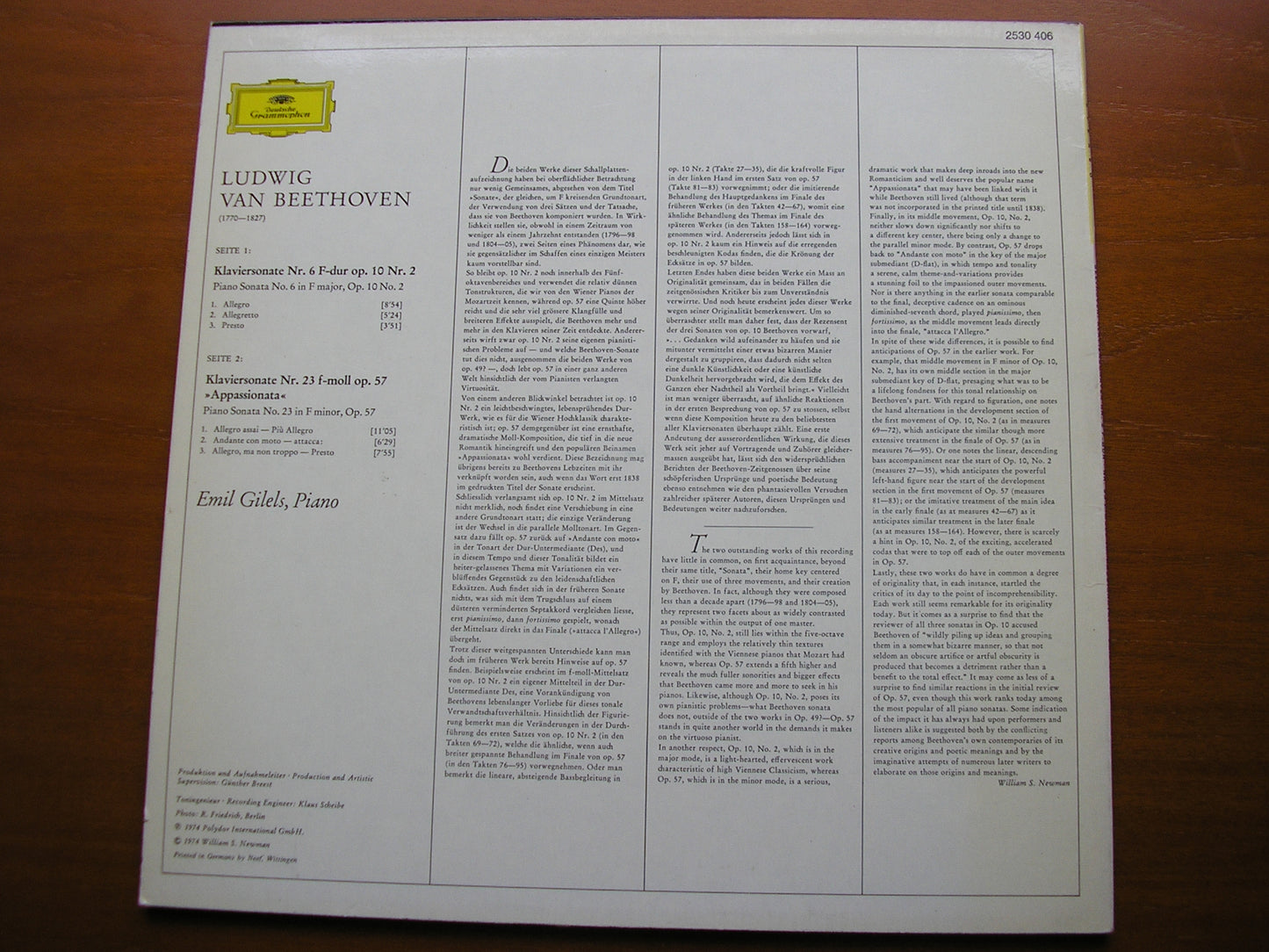 BEETHOVEN: PIANO SONATAS Nos. 6 & 23 'Appassionata'       EMIL GILELS      2530 406
