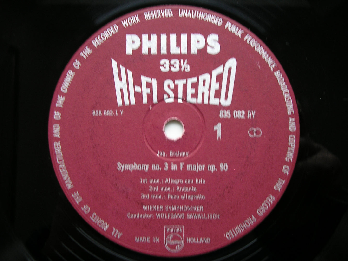 BRAHMS: SYMPHONY No. 3 / TRAGIC OVERTURE   SAWALLISCH / VIENNA SYMPHONY   835 082 AY