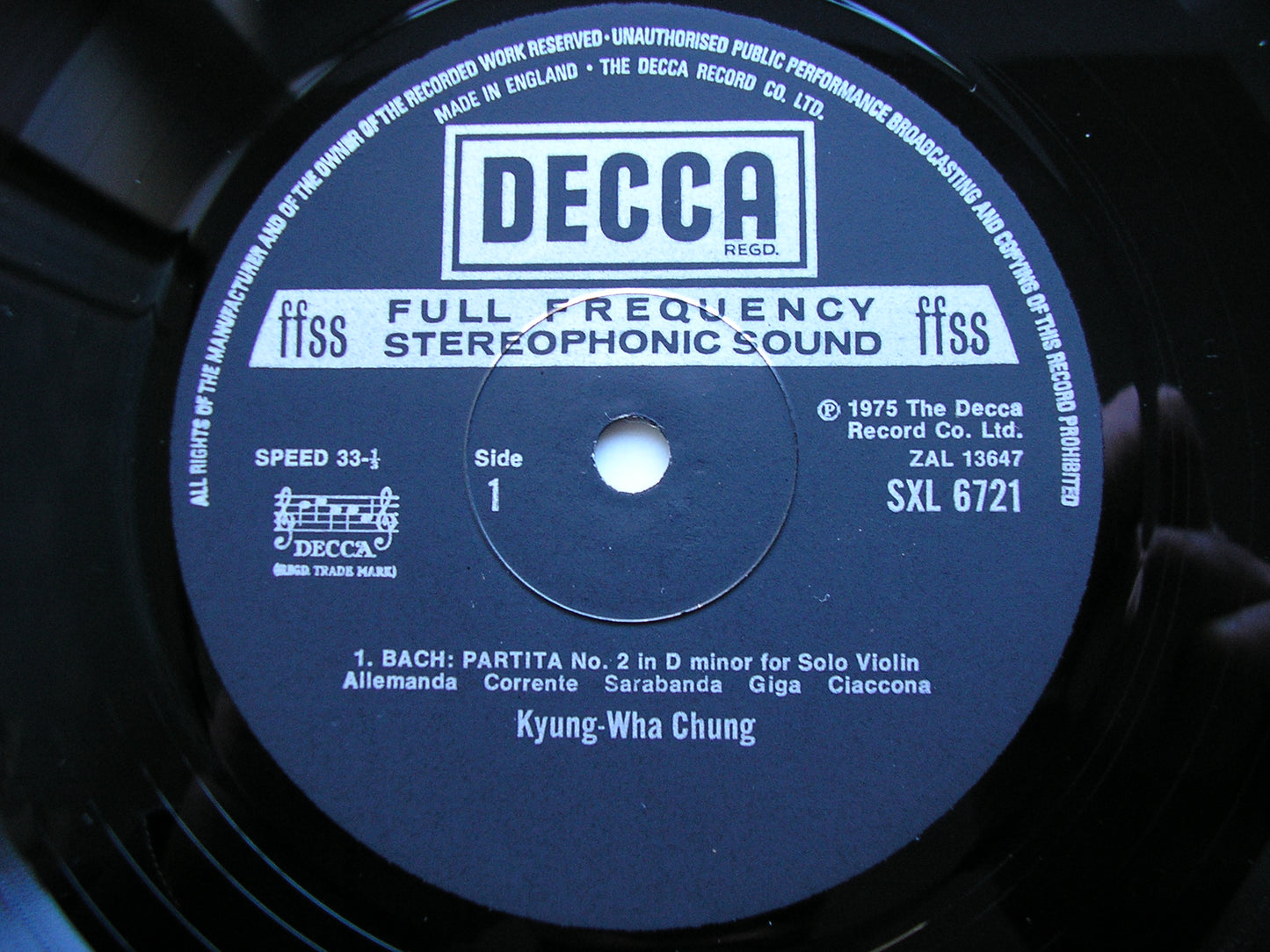 SXL 6721  BACH: PARTITA No. 2 / SONATA No. 3   KYUNG-WHA CHUNG