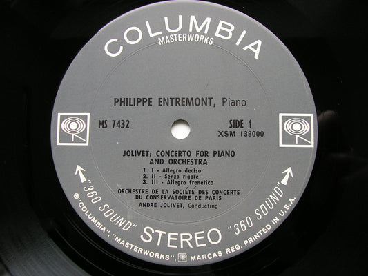 MILHAUD & JOLIVET: PIANO CONCERTOS    ENTREMONT / PARIS CONSERVATOIRE ORCHESTRA / MILHAUD / JOLIVET   MS 7432