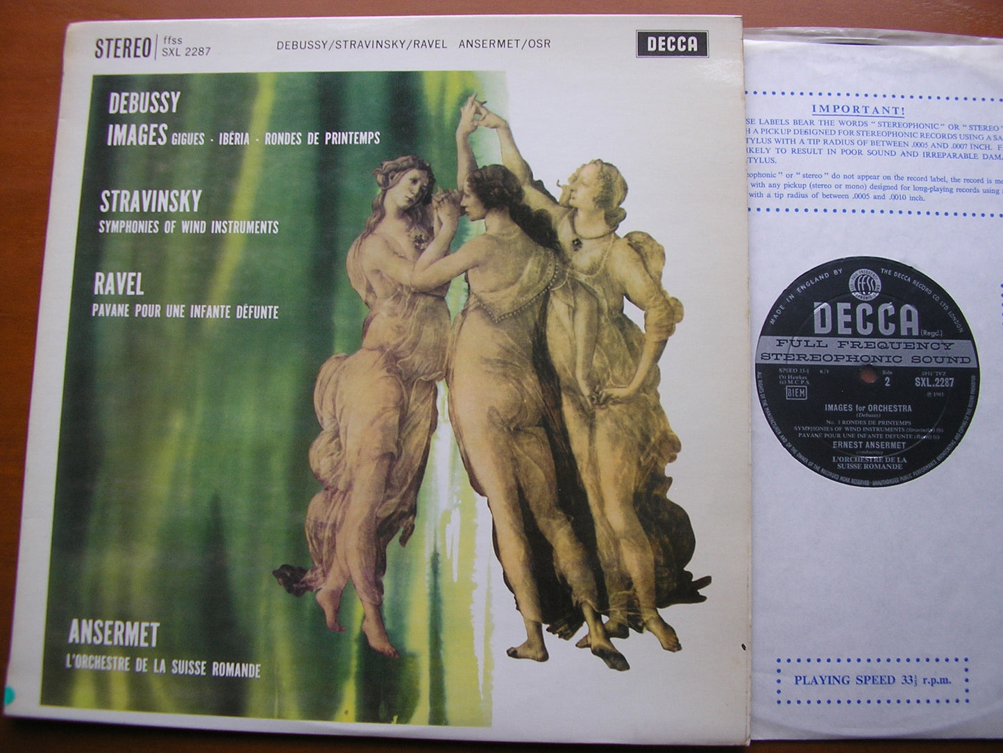 DEBUSSY: IMAGES / STRAVINSKY: SYMPHONIES OF WIND INSTRUMENTS / RAVEL: PAVANE    ANSERMET / SUISSE ROMANDE    SXL 2287