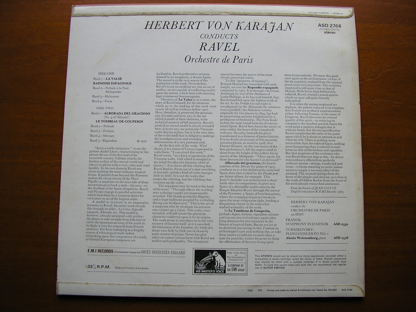 RAVEL: ORCHESTRAL WORKS   KARAJAN / ORCHESTRA de PARIS   ASD 2766