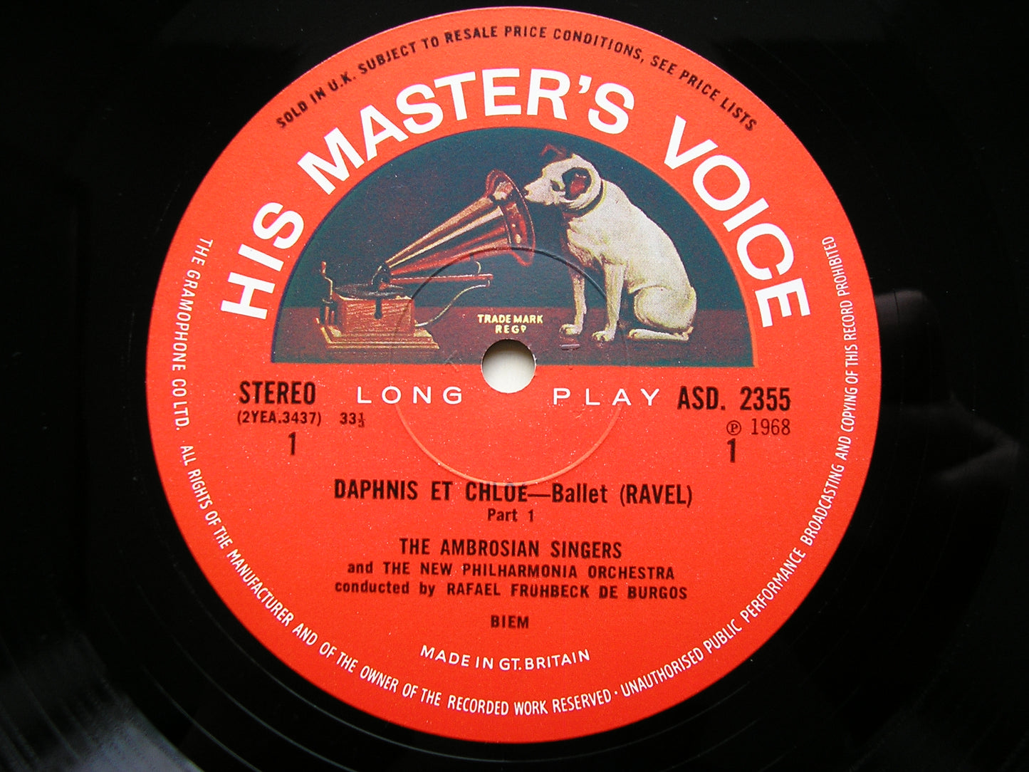 RAVEL: DAPHNIS & CHLOE   DE BURGOS / NEW PHLHARMONIA    ASD 2355