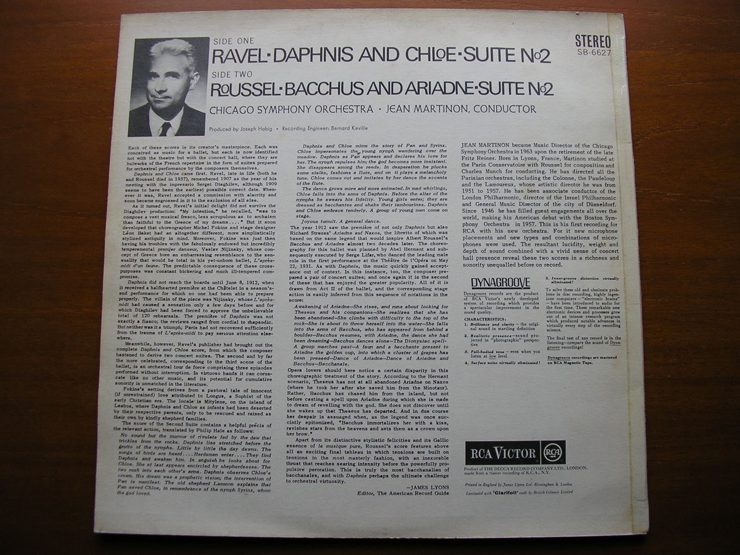 RAVEL: DAPHNIS & CHLOE Suite No. 2 / ROUSSEL: BACCHUS & ARIADNE Suite No. 2    MARTINON / CHICAGO SYMPHONY   SB 6627