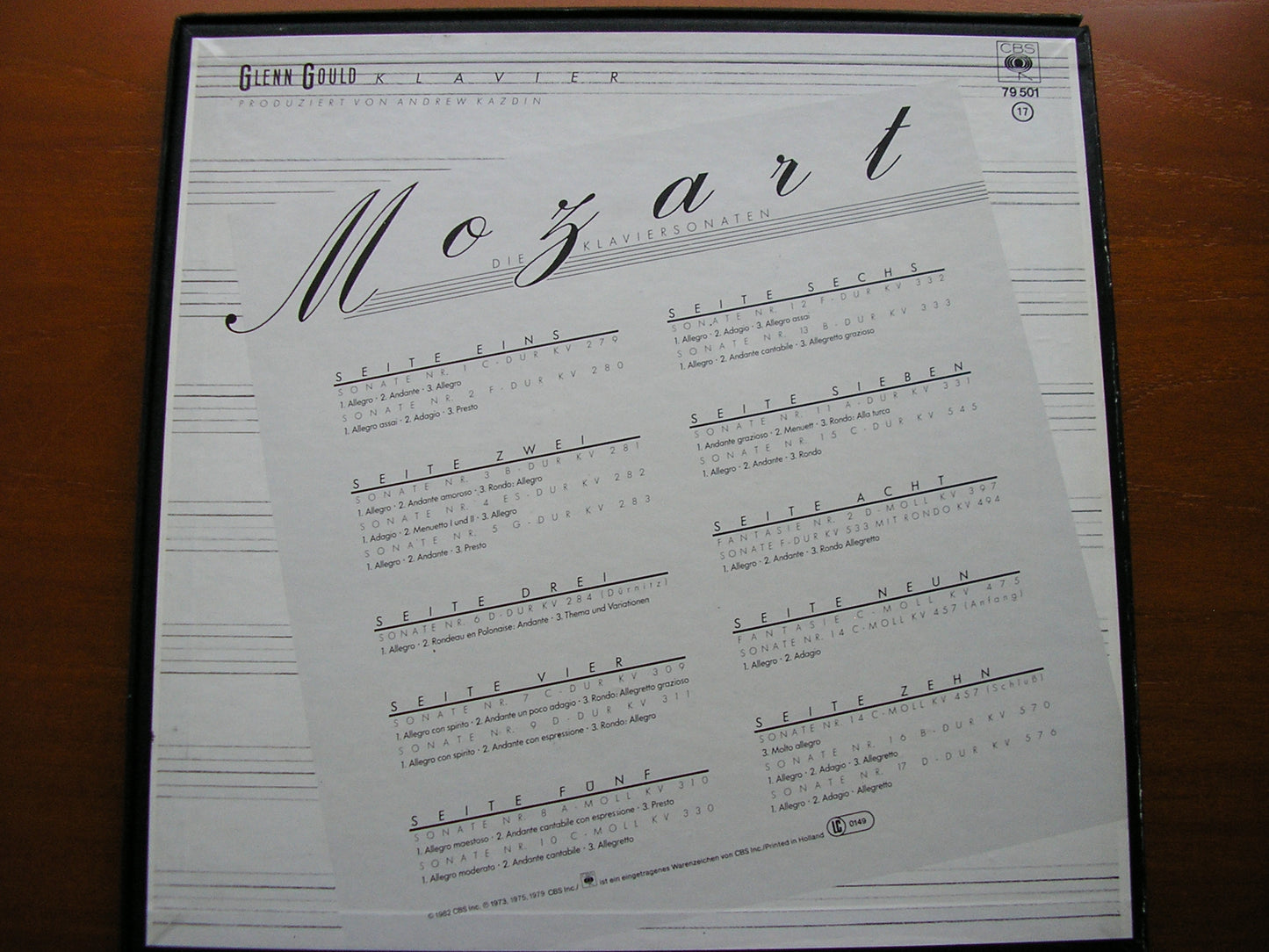 MOZART: THE COMPLETE PIANO SONATAS    GLENN GOULD    5 LP SET   CBS 79501