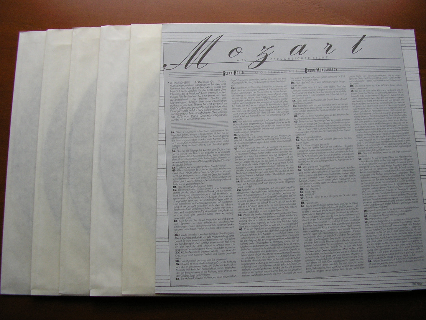 MOZART: THE COMPLETE PIANO SONATAS    GLENN GOULD    5 LP SET   CBS 79501