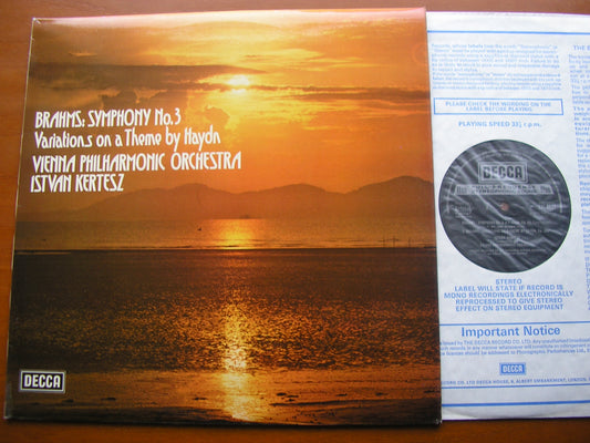 BRAHMS: SYMPHONY No. 3 / HAYDN VARIATIONS     KERTESZ / VIENNA PHILHARMONIC    SXL 6677