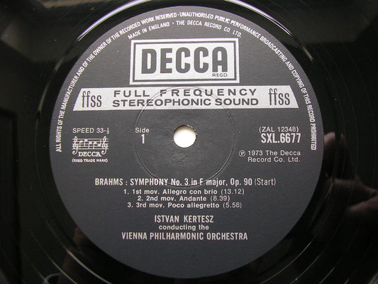 BRAHMS: SYMPHONY No. 3 / HAYDN VARIATIONS     KERTESZ / VIENNA PHILHARMONIC    SXL 6677