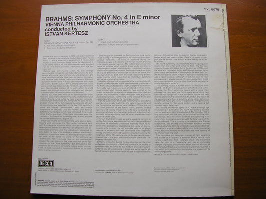 BRAHMS: SYMPHONY No. 4     KERTESZ / VIENNA PHILHARMONIC     SXL 6678