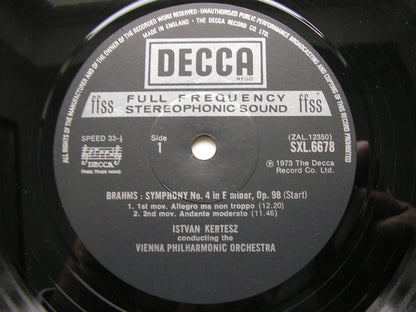 BRAHMS: SYMPHONY No. 4     KERTESZ / VIENNA PHILHARMONIC     SXL 6678