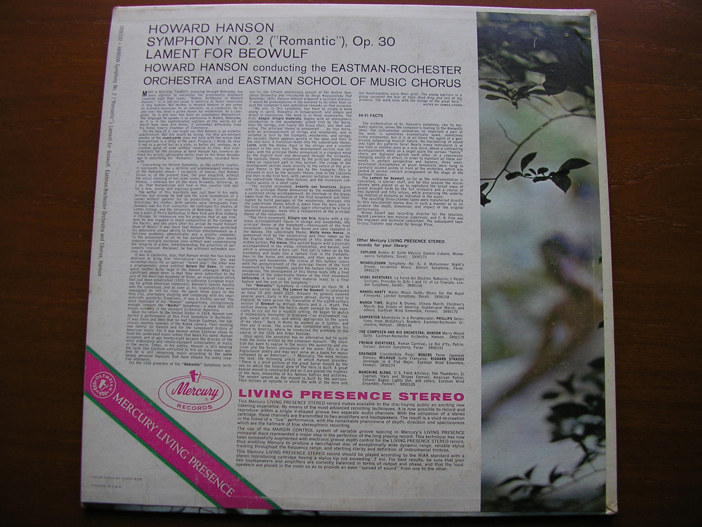 HANSON: SYMPHONY No. 2 / LAMENT FOR BEOWULF   HANSON / EASTMAN-ROCHESTER ORCHESTRA   SR90192